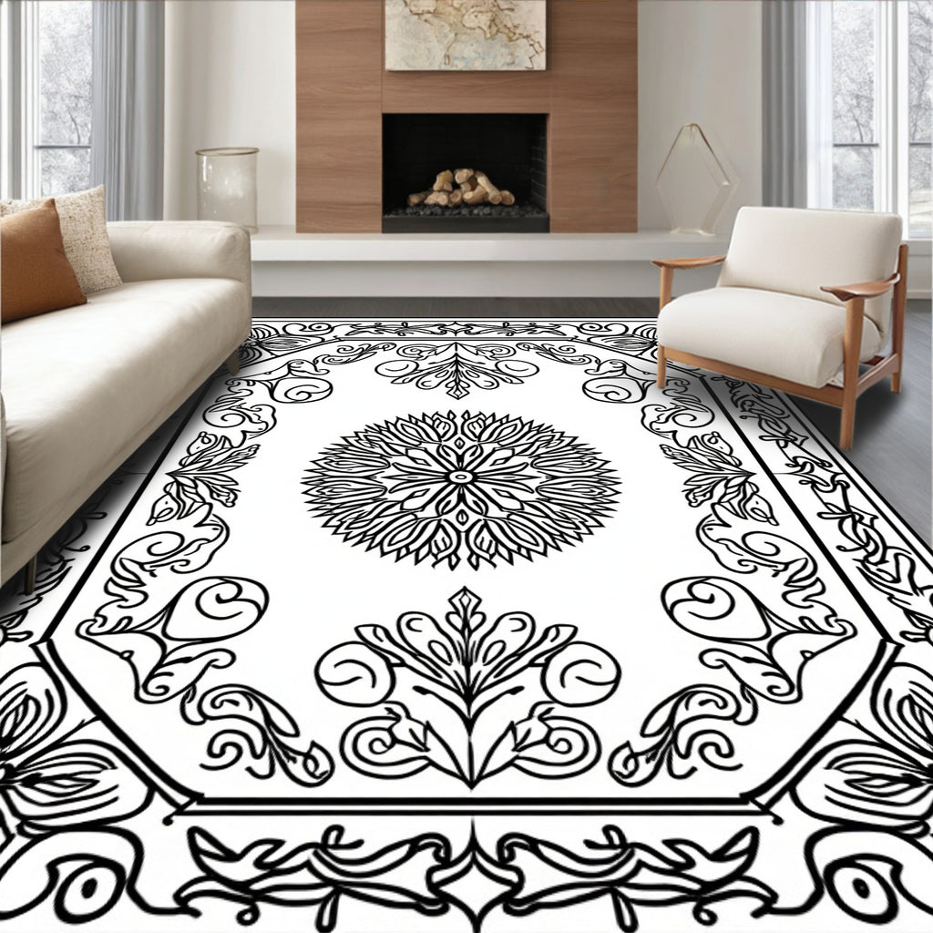 Vintage Floral Mandala Garden Design Rug