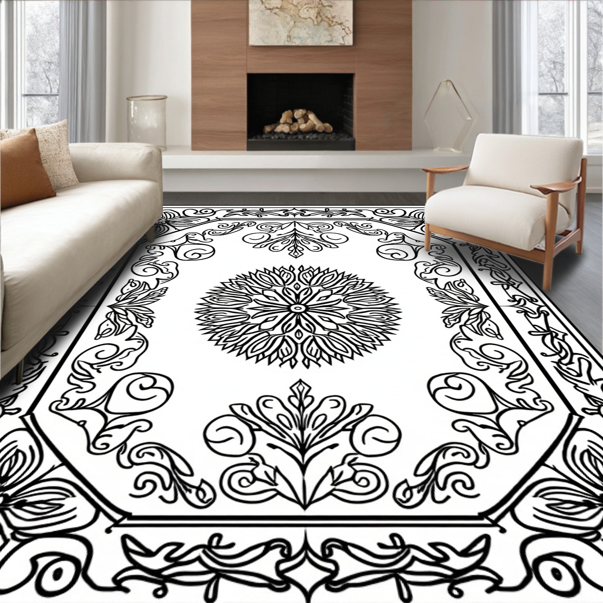Vintage Floral Mandala Garden Design Rug