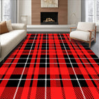 Classic Red Black Tartan Plaid Rug