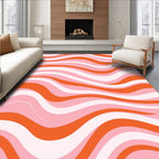 Groovy Swirl Pink Orange Design Rug