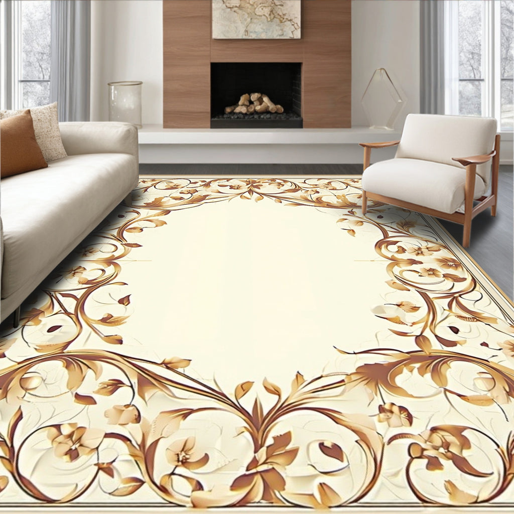 Rich Floral Swirls in Warm Tones Rug