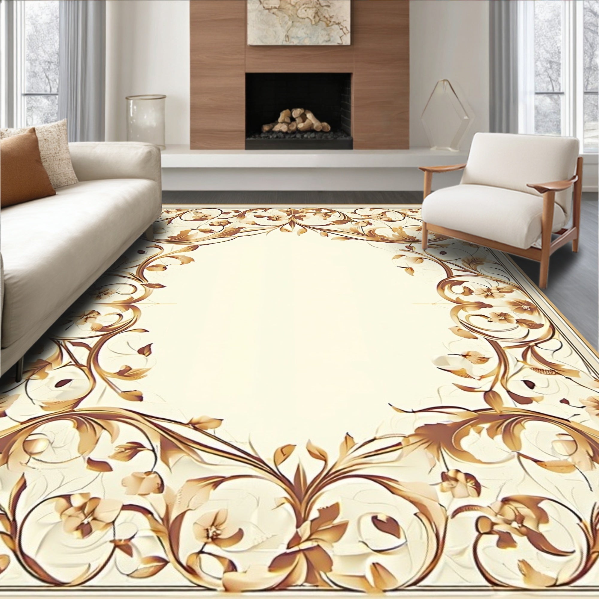Rich Floral Swirls in Warm Tones Rug