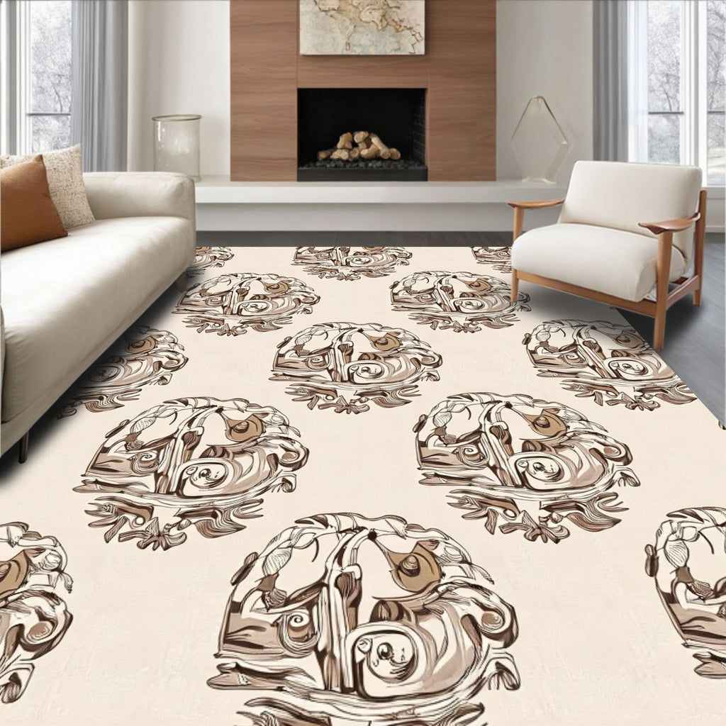 Ornate Brain Pattern Textured Ground Rug