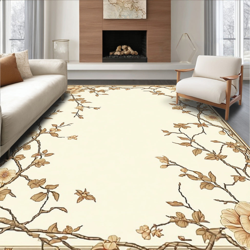 Vintage Floral Branch Patterned Rug