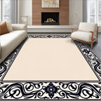 Ornate Floral Scrollwork Border Design Rug