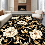 Elegant Floral Scrollwork With Butterfly Accent Rug