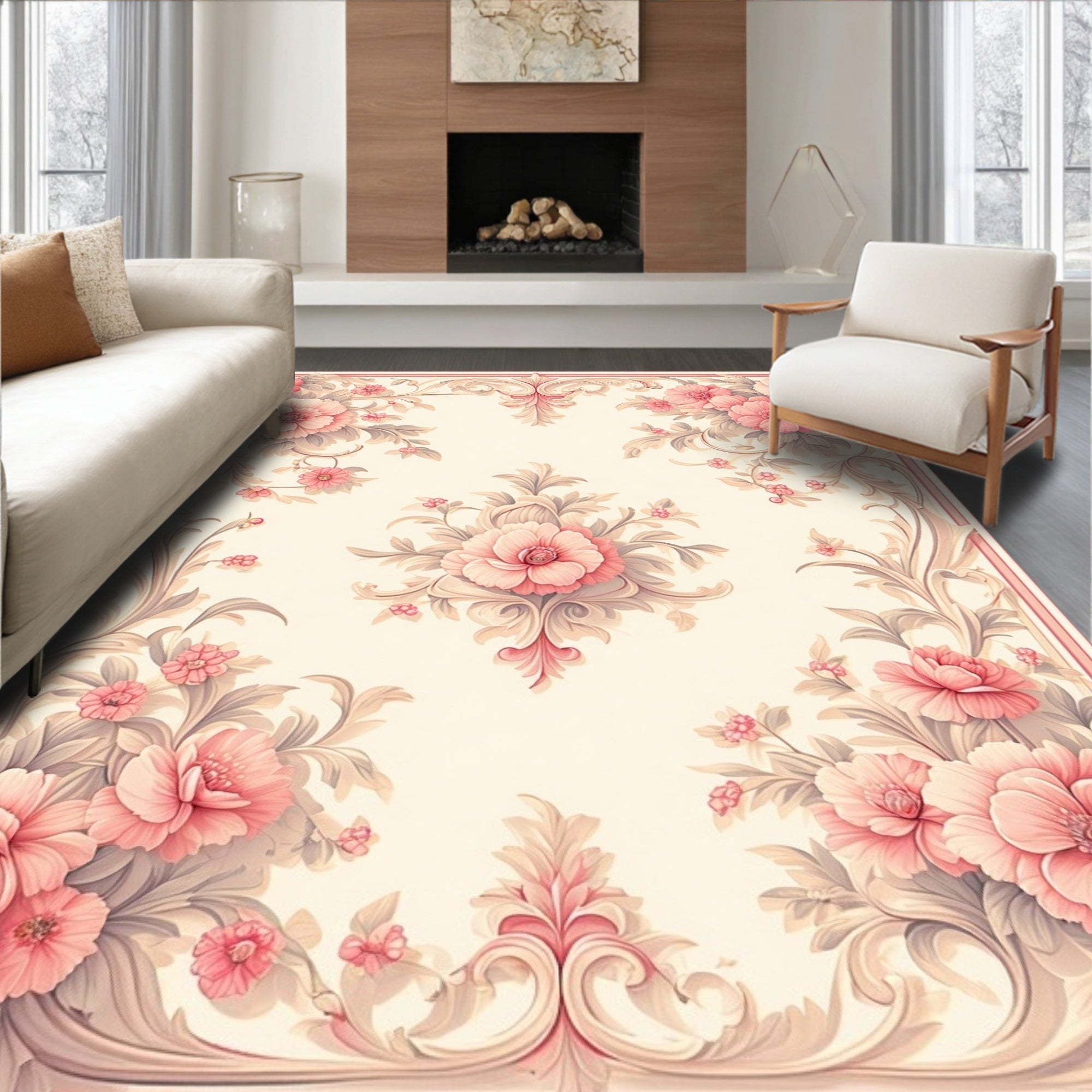 Vintage Floral Swirl Pastel Rug
