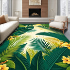 Lush Tropical Foliage Floral Pattern Rug
