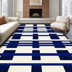 Deep Blue Grid Pattern Rug