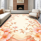 Soft Floral Vine Pattern Border Rug