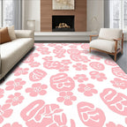 Pink Abstract Floral Pattern Rug