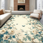 Whimsical Floral Vine Butterflies Rug