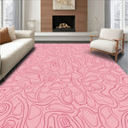 Pink Abstract Contour Line Design Rug