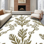 Olive Branch Scrollwork Nature Pattern Rug