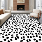 Abstract Black White Dash Pattern Rug