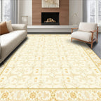 Elegant Cream Golden Scroll Pattern Rug