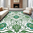 Green Floral Art Nouveau Pattern Rug