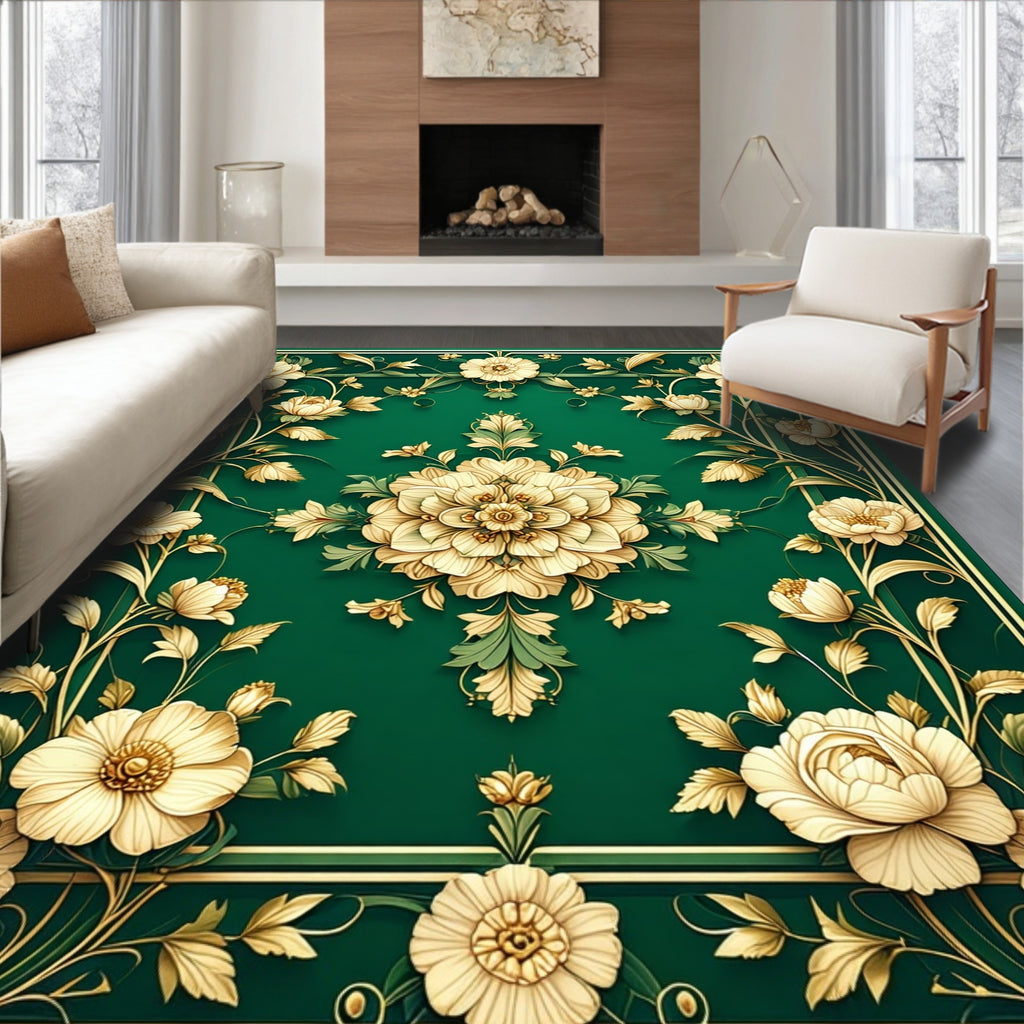 Elegant Floral Vine Scroll Rug