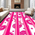 Vibrant Pink Stripe Swirl Pattern Rug