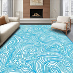 Abstract Blue Swirl Topography Pattern Rug