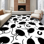 Abstract Organic Black White Shapes Rug