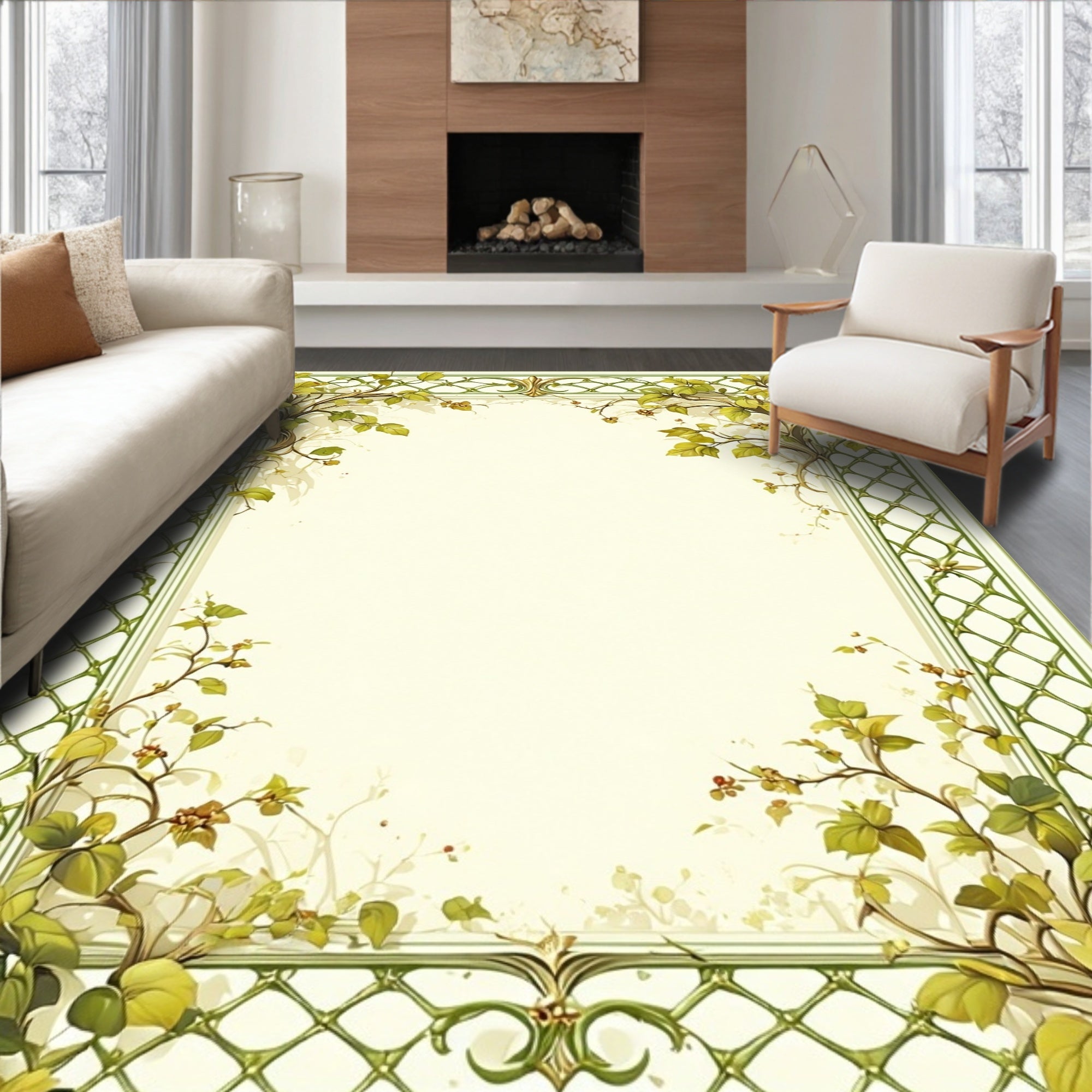 Art Nouveau Ivy Vine Border Design Rug