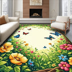 Whimsical Butterflies Blossoms Garden Rug