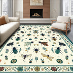Whimsical Insect Floral Border Pattern Rug