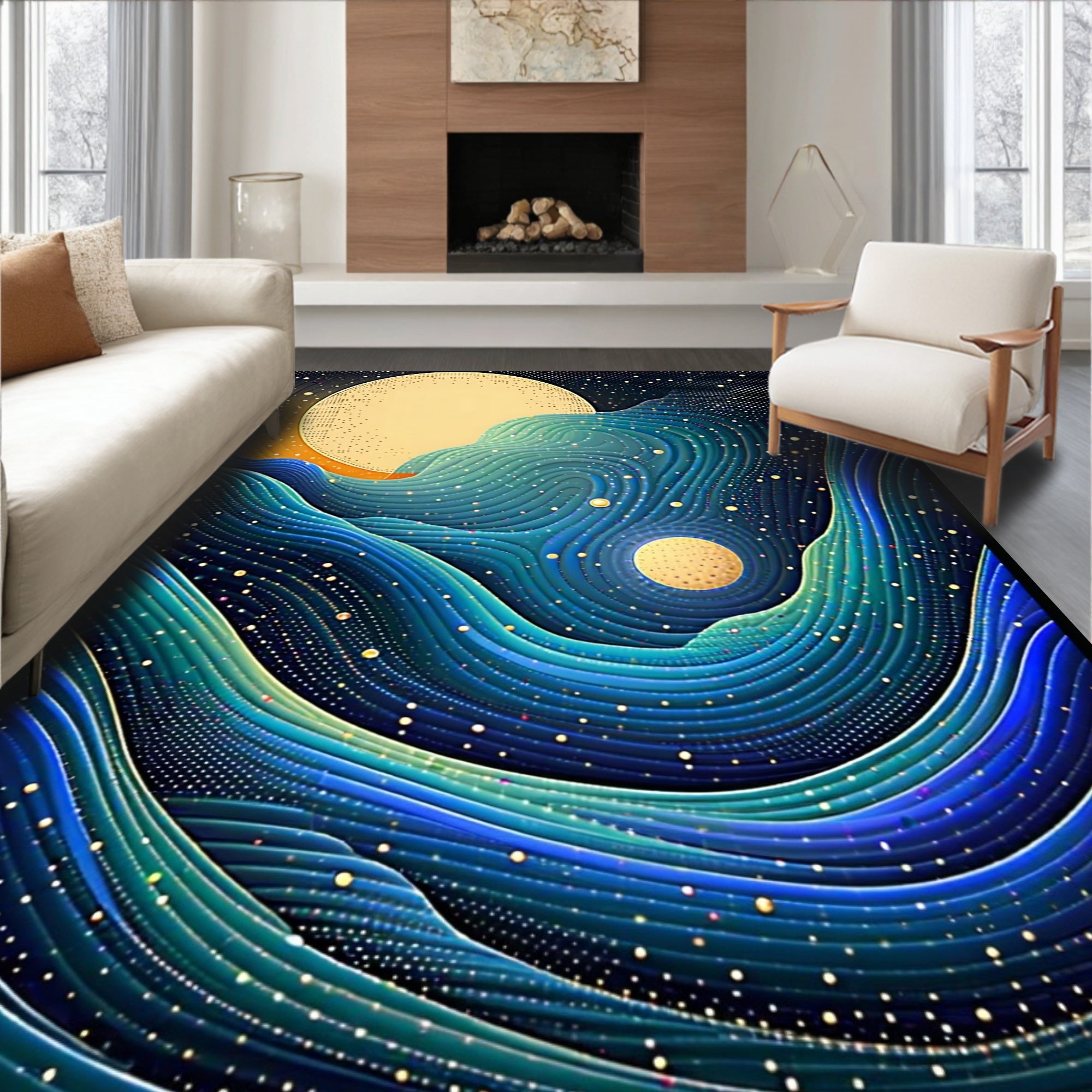 Cosmic Ocean Wavy Pattern Rug
