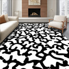 Abstract Organic Black and White Pattern Rug