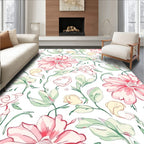 Pink Blossom Watercolor Floral Pattern Rug