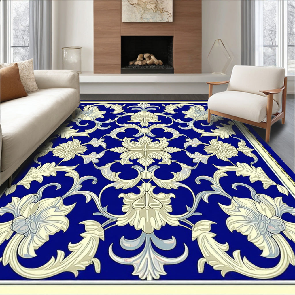 Ornate Floral Scrollwork Pattern Design Rug