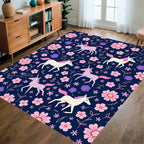 Whimsical Unicorn Floral Pattern Rug