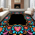 Vibrant Floral Border Design Rug