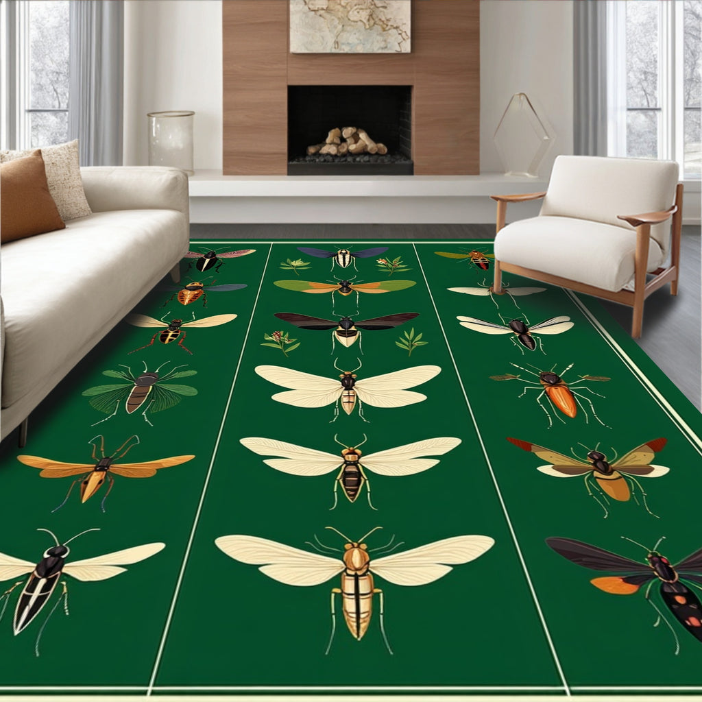 Vintage Insect Collection Pattern Rug