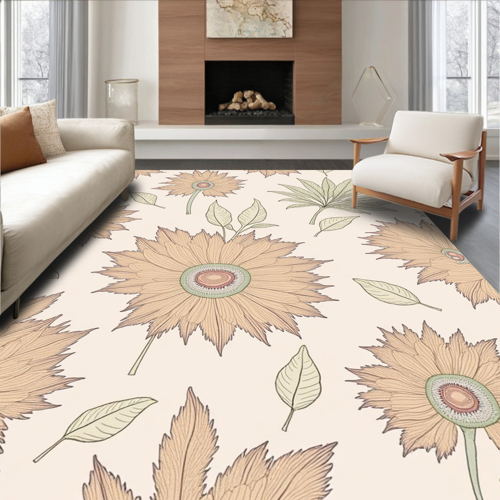 Vintage Sunburst Floral Pattern Rug