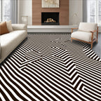 Bold Black White Geometric Stripe Rug