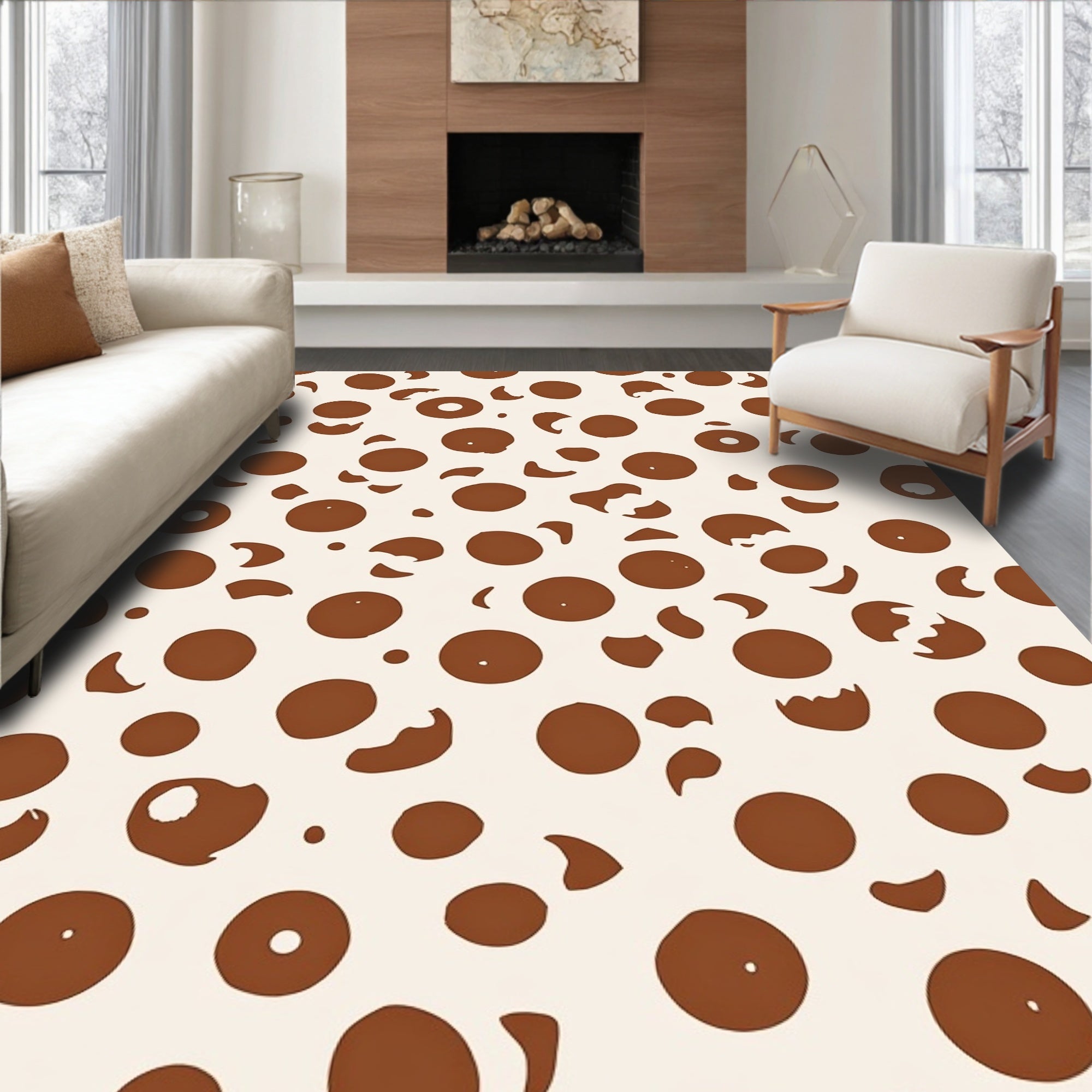 Chic Brown Dot Pattern Rug
