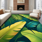 Tropical Leaf Arrangement Green Yellow Rug