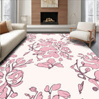 Floral Sketch Pink Nature Motifs Rug