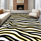 Bold Black Yellow Wavy Lines Rug