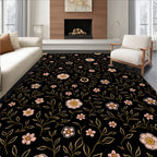 Delicate Pink Floral Vine Pattern Rug