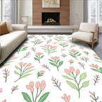 Hand Drawn Floral Botanical Pattern Rug