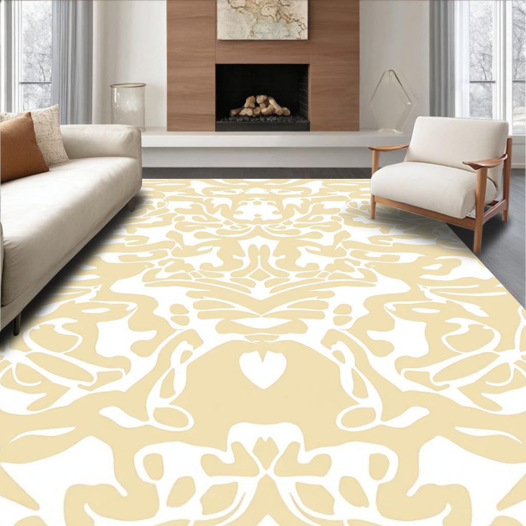 Damask Cream Organic Pattern Rug