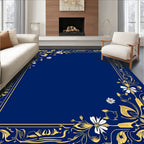 Elegant Gold Floral Border Design Rug