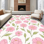 Pink Floral Garden Pattern Rug