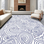 Swirling Lines With Red Dot Accents Rug