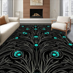 Art Nouveau Teal Peacock Feather Pattern Rug