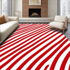 Crimson White Diagonal Wavy Stripes Rug