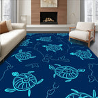 Oceanic Turtle Sketch Pattern Rug